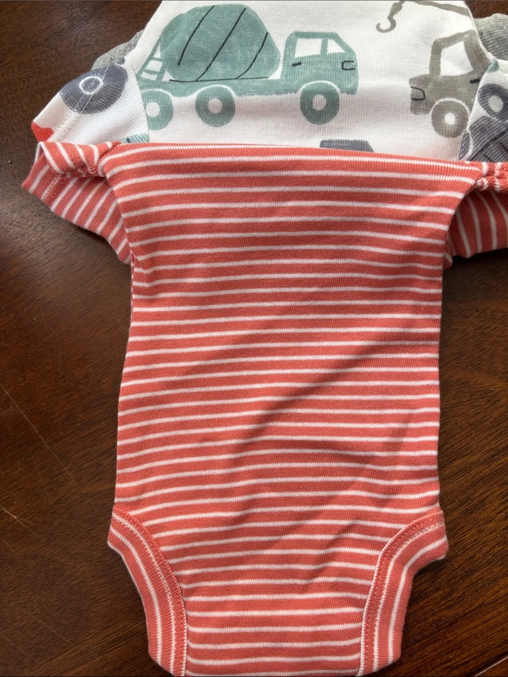 Carter's Construction Truck Short Sleeve Bodysuits 3 pack with Orange Accent